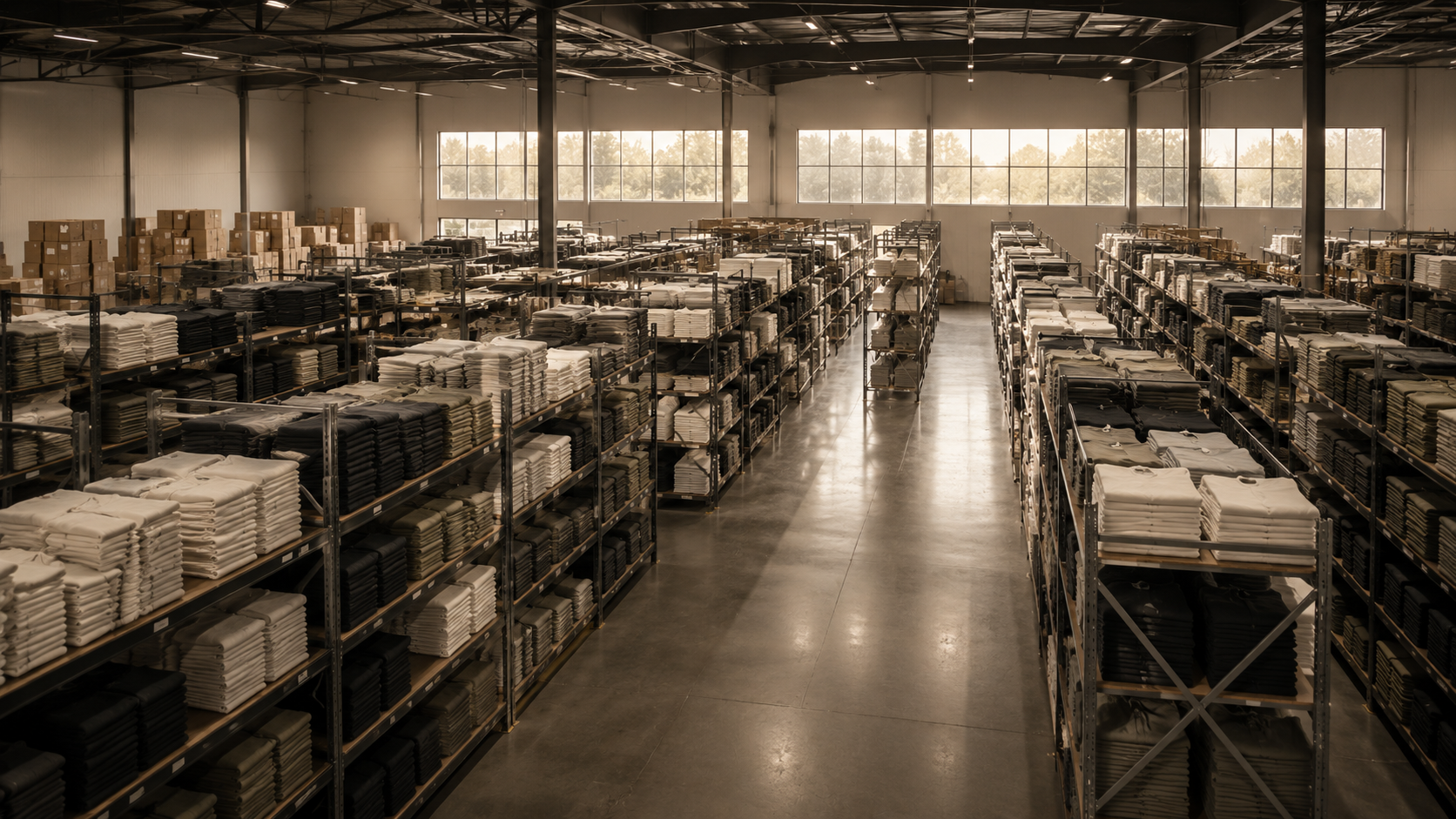 Kazma Sports warehouse and export-ready inventory